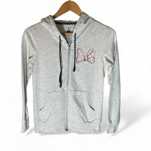 Disney Sweaters - G5- Women’s XS Minnie Mouse Disney Parks Gray Hoodie with Bow Design